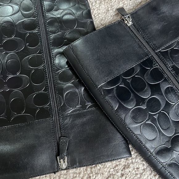 Coach | Leather Logo Embossed Heel Boots - Picture 6 of 6